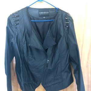 Faux leather jacket with stud details
